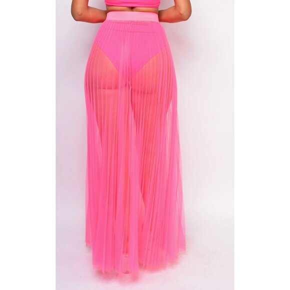 Sheer Pink Maxi Skirt With Attached Brief/ Panties - Size XL, NWOT - Picture 2 of 7